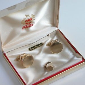 Vintage 1950s Modern Foster Cufflinks + Tie Pin